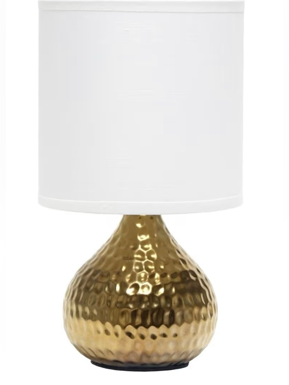 Mini Hammered Texture Gold Drip Table Lamp With White Shade